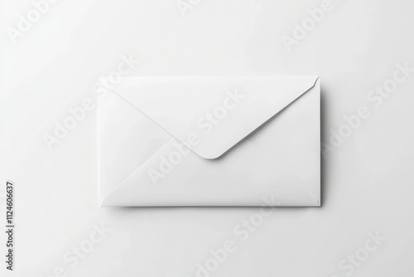 Fototapeta Classic white envelope with a closed flap on a clean white background
