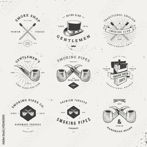 Fototapeta smoking pipes logo set