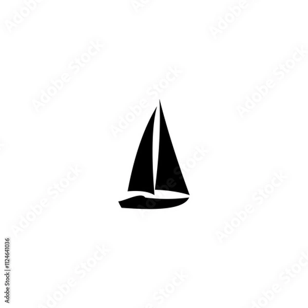 Obraz Sailing Vessel Icon: Minimalist black sailboat silhouette, nautical symbol, marine logo design. Perfect for travel, adventure, and nautical themed projects.	