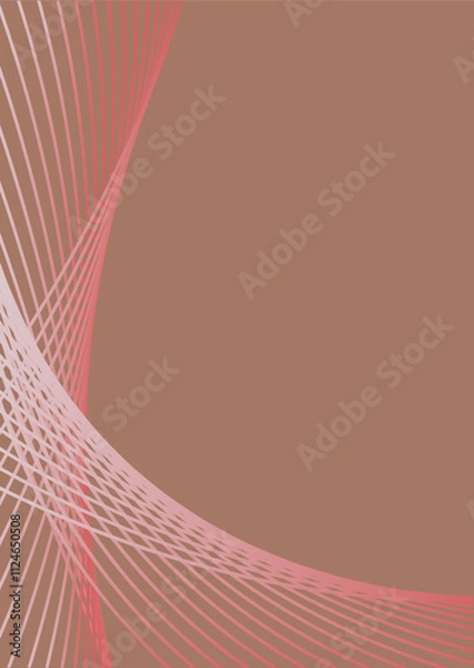 Obraz Abstract background in trendy color 2025 "Mocha Mousse". Wavy lines. Vector vertical format in saze A4,A5.