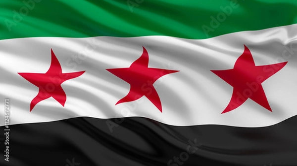 Fototapeta Flag of the Syrian opposition waving in the wind.