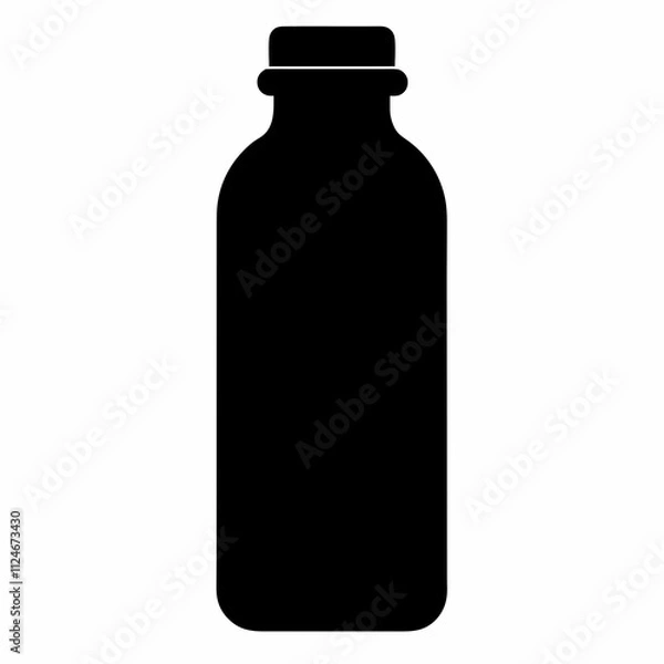 Fototapeta Black Silhouette Vector Illustration of a Juice Bottle