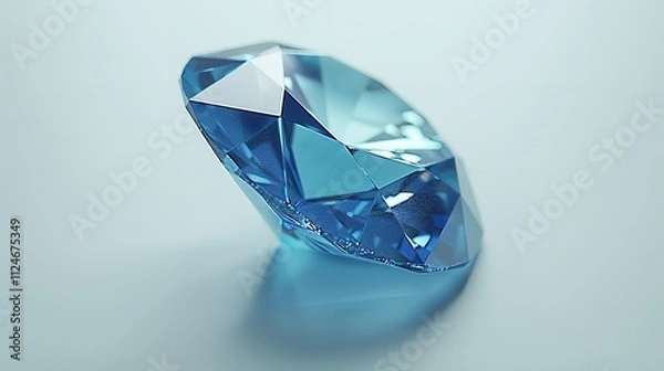 Fototapeta An exquisite close-up of blue and white diamonds of various cuts, each casting delicate shadows.