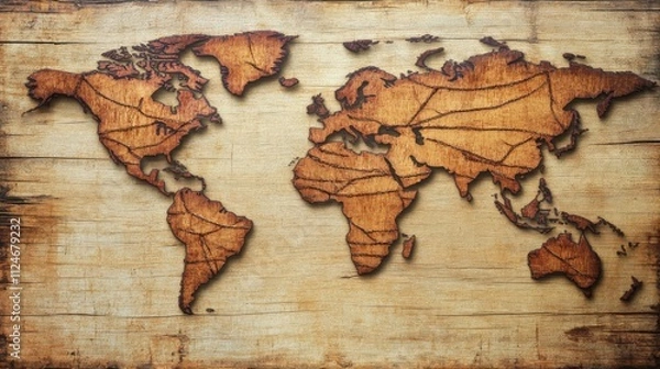 Fototapeta Ancient Trade Routes on Weathered Canvas Background