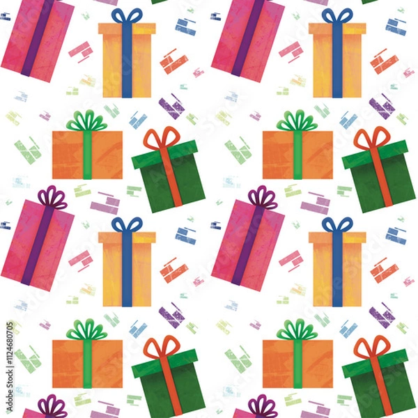 Fototapeta Colorful gift box party seamless pattern