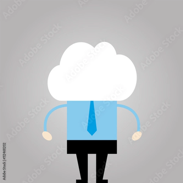 Obraz man with cloud instead of head on gray background