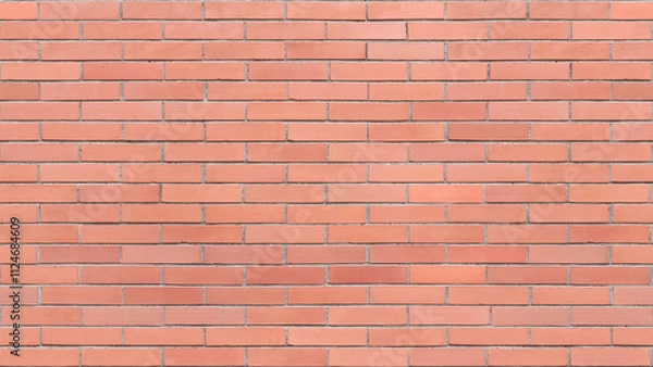 Fototapeta Brick and mortar wall texture. Red bricks. Seamless pattern. 8k texture for background or realistic rendering.	