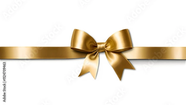 Fototapeta PNG luxurious golden smooth ribbon tied into an elegant bow with a long flowing tail