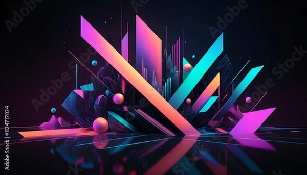 Obraz abstract background Angular Shapes and Glow Design