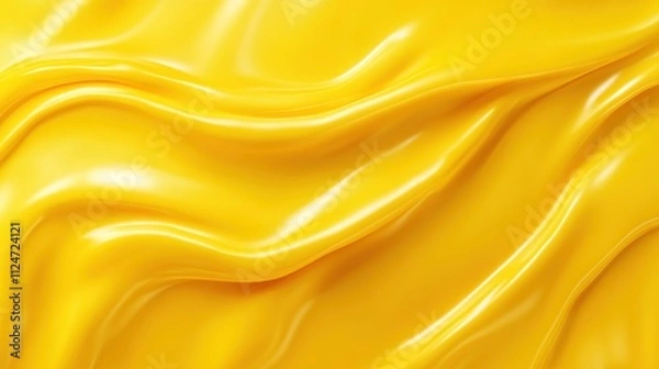 Fototapeta A smooth, flowing texture of vibrant yellow, resembling a creamy substance or fabric, conveying warmth and energy.