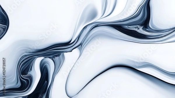 Fototapeta Elegant Minimal Abstract Ink Blends on White Background