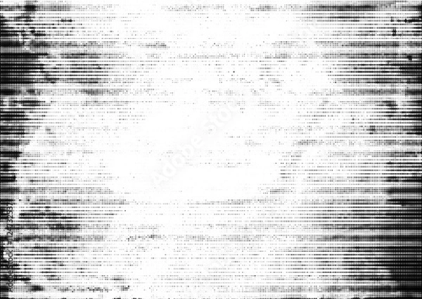 Fototapeta Vector abstract halftone texture with black and white gradient pattern. Grunge motion dotted texture with horizontal dot lines