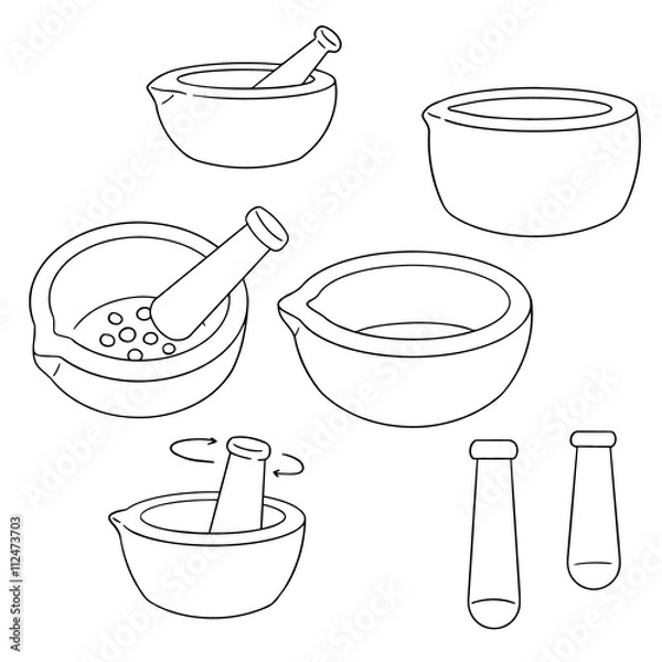Fototapeta vector set of mortar and pestle