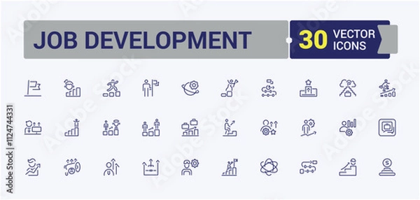 Fototapeta Job Development line icons set. It contains symbols to week, time, appointment, simple, line. Perfect for logos and infographics. Vector illustration in modern line style.