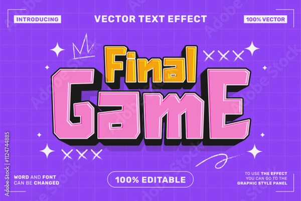 Fototapeta Editable text effect Final Game 3d Cartoon template style premium vector