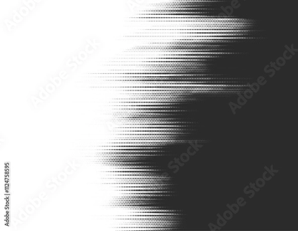 Fototapeta Vector abstract halftone transition design with grainy stripes. Dotted texture and trendy halftone tonal gradation effect