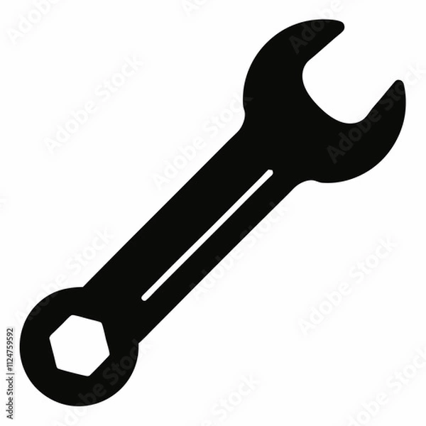 Fototapeta Minimalist Black Silhouette Wrench Vector Design