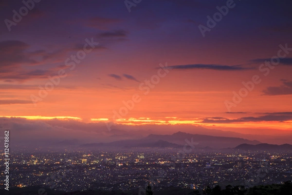 Obraz Sunset at Bandung, West Java, Indonesia.