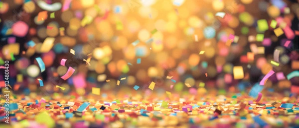Fototapeta Colorful confetti falling in a festive atmosphere