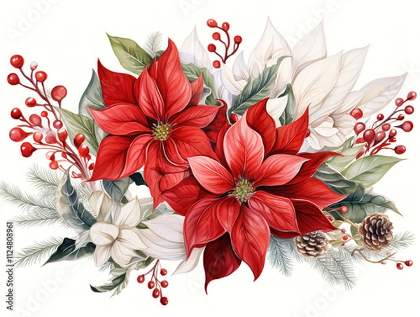 Fototapeta Wonderful There is a painting of a bouquet of flowers with pine cones