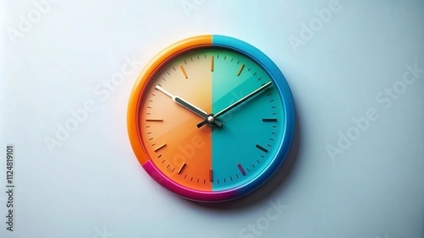 Fototapeta Candid Photography of a Stylish Time Clock Design on a Clean White Background for Modern Decor and Business Concepts