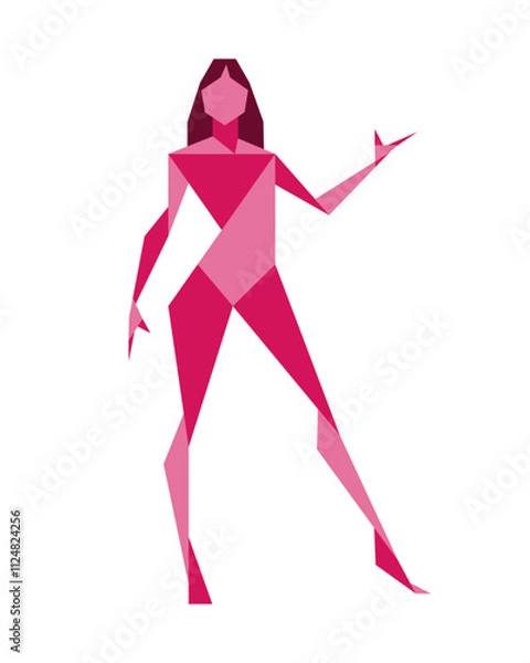 Fototapeta Woman posign. Female body shape silhouette. Abstract geometric art. Figure pose. How to draw. Vector illustration image.