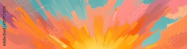 Obraz Abstract colorful burst, vibrant sun rays
