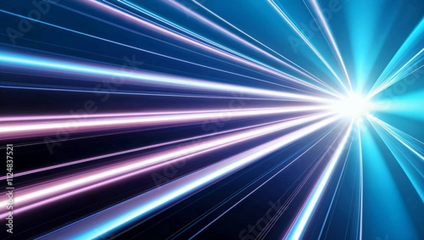 Fototapeta High-tech digital abstract design featuring glowing blue light rays and futuristic energy. Generative AI