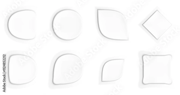 Fototapeta Soft volumetric forms in the style of neomorphism, made with smooth shadows and light gradients. Abstract geometric figures create the effect of recession and minimalism.