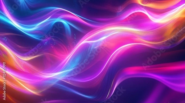 Fototapeta 3D rendering with glowing neon lines and vibrant psychedelic colors. Abstract ultraviolet background. 