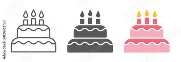 Obraz Cake icon set. Birthday cake symbol. Vector