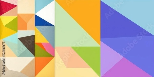 Fototapeta A modern and visually appealing collage layout featuring a grid pattern design, collage, geometric, digital