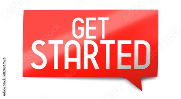 Fototapeta Get started - speech bubble - 3D illustration