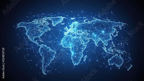 Fototapeta Global Network: A World Connected by Digital Pathways