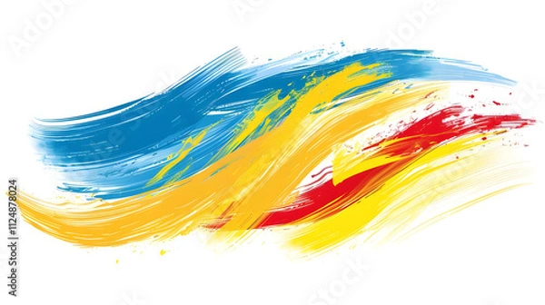 Obraz Abstract colorful paint strokes, blue, yellow, red, design element.