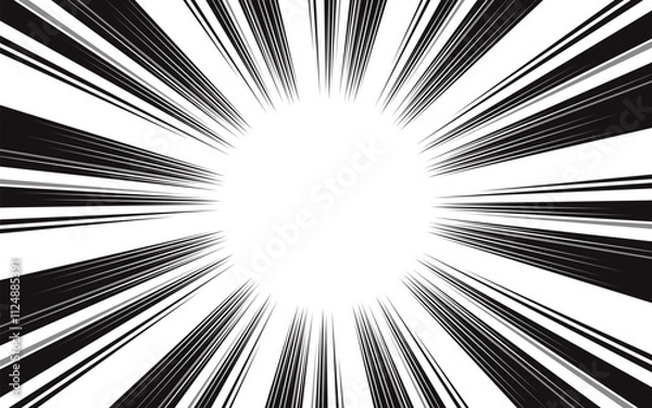 Fototapeta Fast speed lines on white background. Anime comic speed line movement effect