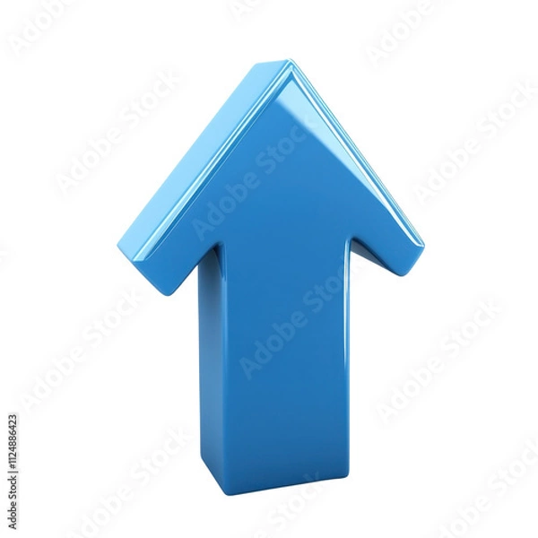 Fototapeta Glossy Blue Arrow Pointing Upward on a Transparent Background