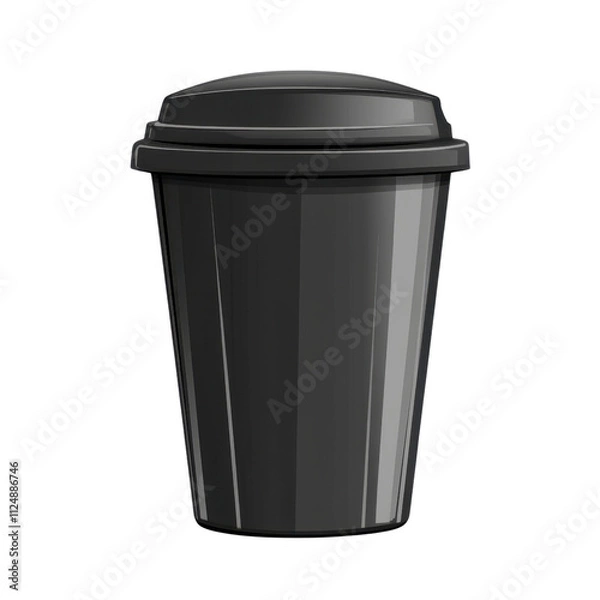 Fototapeta Black Trash Bin with Lid for Waste Disposal in Urban Settings