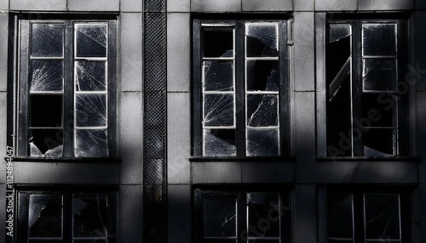 Obraz 割れているビルの窓