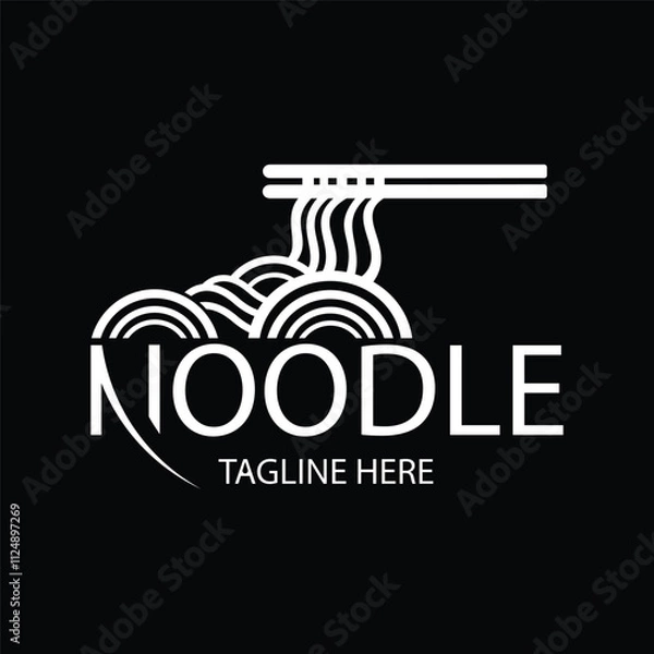 Fototapeta Noodle logo design vector on black background