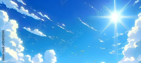 Obraz Anime Sun and Clouds 