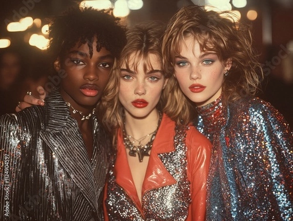 Obraz 80s party people, generative ai