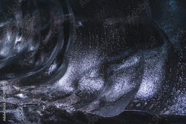 Obraz Detailed, close-Up Of Ice In An Ice Cave. Blue pattern, texture. Southern Iceland. Copy space for text or background.