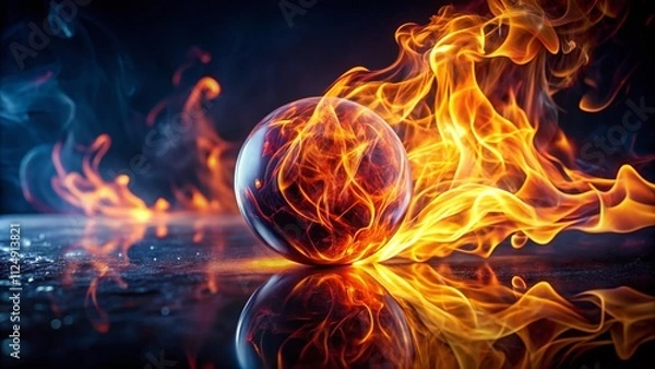 Fototapeta Captivating Minimalist Photography of a Flaming Ball in a Dark Environment, Highlighting the Contrast of Fire and Simplicity for Generative AI Artistry
