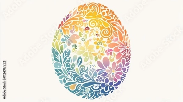 Obraz Ein farbenfrohes Eierdesign mit Blumenmuster, das Frühling und Erneuerung symbolisiert.