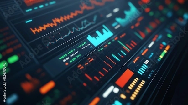 Fototapeta Corporate Finance Analysis with Market Graphs on a Touchscreen Display