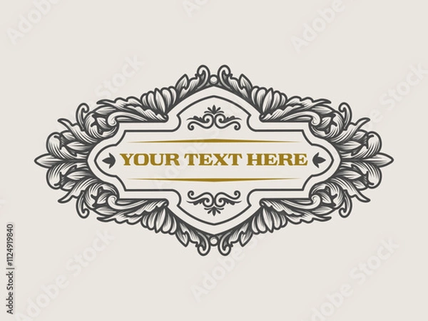 Fototapeta Elegant vintage frames with intricate floral and ornamental details, perfect for adding a classic touch to labels, invitations, and decorative borders in various design projects