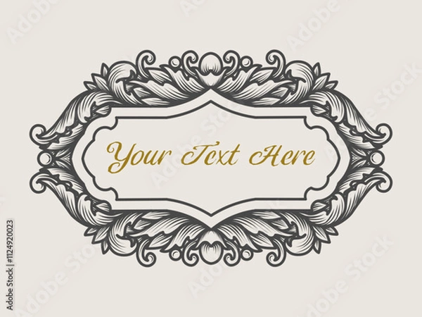 Fototapeta Elegant vintage frames with intricate floral and ornamental details, perfect for adding a classic touch to labels, invitations, and decorative borders in various design projects