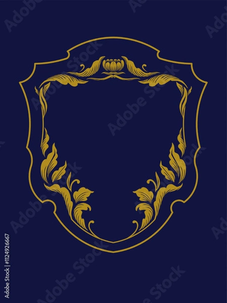 Fototapeta Elegant vintage frame design with ornate floral details, ideal for invitation, labels, and luxury themed branding project