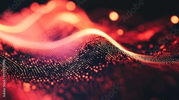 Fototapeta Waves of red light create abstract artistic digital art